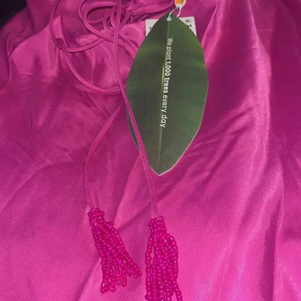 FARM Rio strap-detail satin-finish midi skirt Large $248